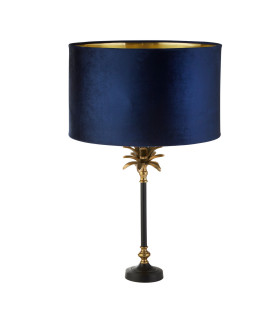 Palm Table Lamp Antique Brass Black Navy Velvet Shade_Off