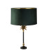 Palm Table Lamp Antique Brass Black Green Velvet Shade_Off
