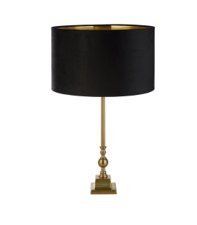 Whitby Table Lamp Antique Brass Black Velvet Shade_Off
