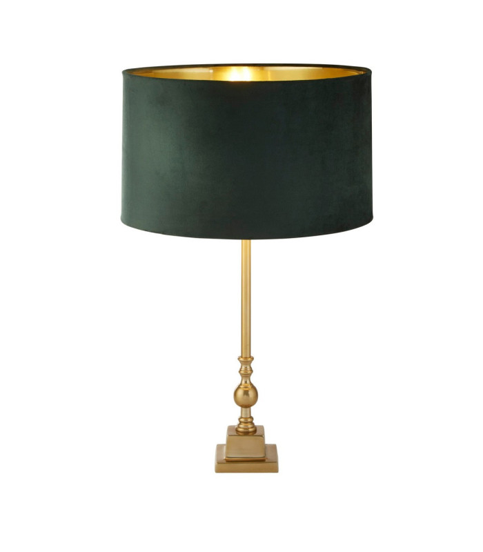 Whitby Table Lamp Antique Brass Green Velvet Shade_Main