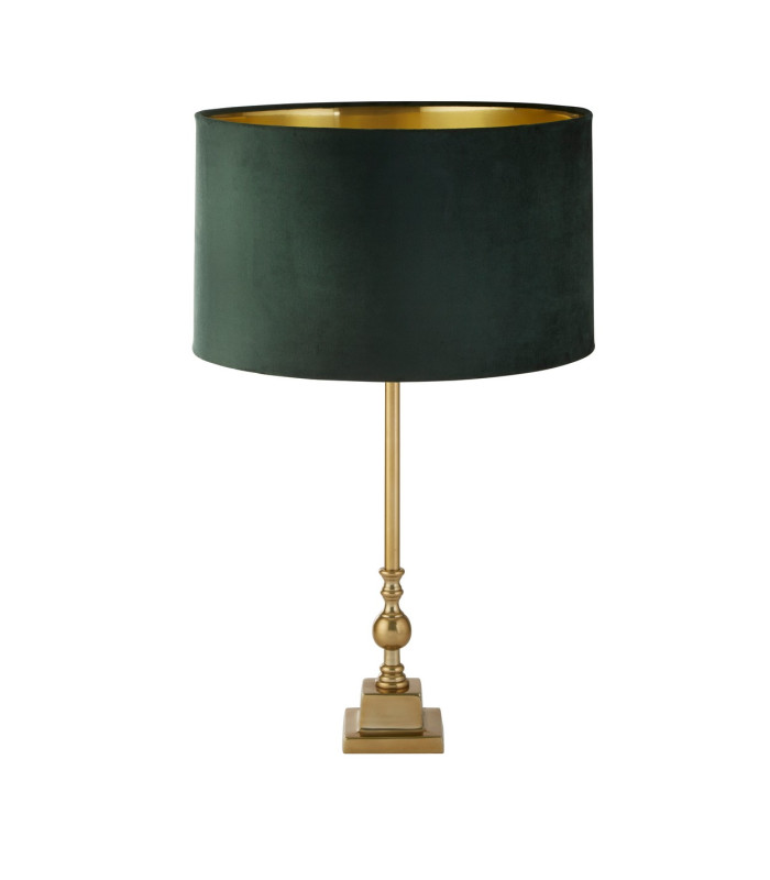 Whitby Table Lamp Antique Brass Green Velvet Shade_Off
