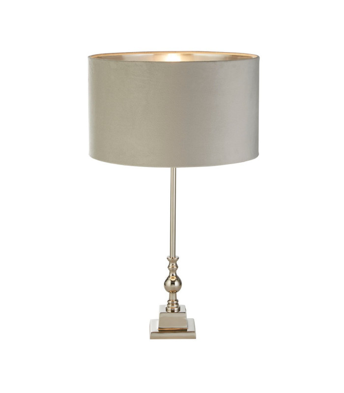 Whitby Table Lamp Chrome Light Grey Velvet Shade_Main