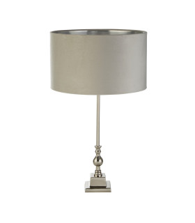 Whitby Table Lamp Chrome Light Grey Velvet Shade_Off