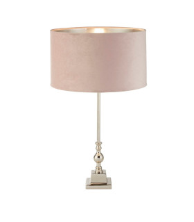 Whitby Table Lamp Chrome Pink Velvet Shade_Main