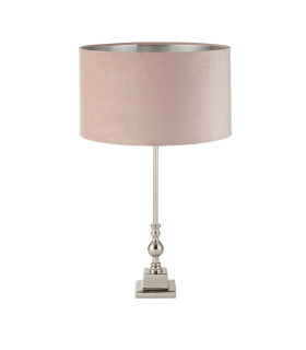 Whitby Table Lamp Chrome Pink Velvet Shade_Off