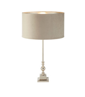Whitby Table Lamp Chrome Taupe Velvet Shade_Main