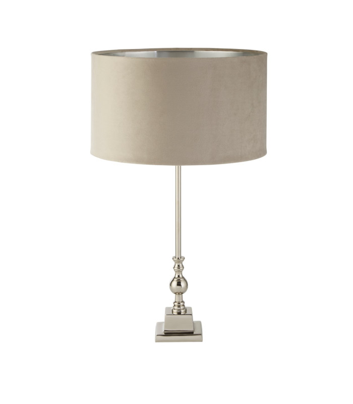 Whitby Table Lamp Chrome Taupe Velvet Shade_Off