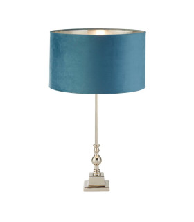 Whitby Table Lamp Chrome Teal Velvet Shade_Main