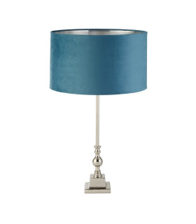 Whitby Table Lamp Chrome Teal Velvet Shade_Off