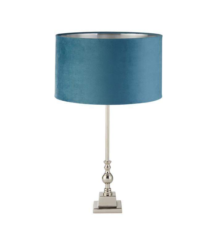 Whitby Table Lamp Chrome Teal Velvet Shade_Off