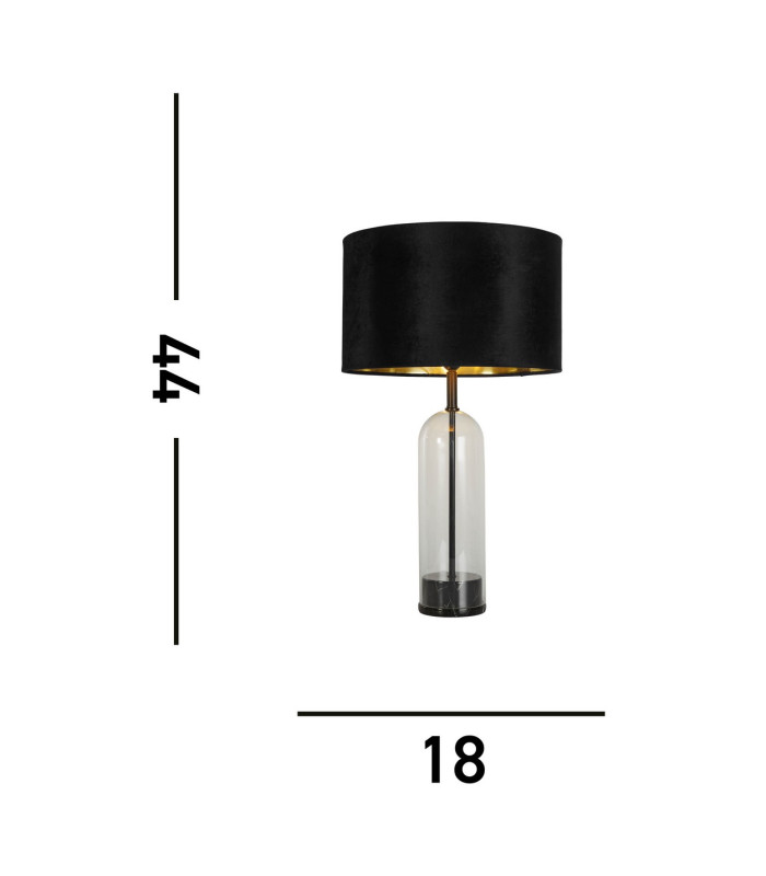 Oxford Table Lamp Glass Black Marble Black Velvet_Line