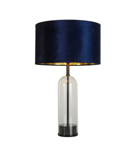 Oxford Table Lamp Glass Black Marble Navy Velvet_Main