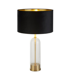 Oxford Table Lamp Glass Brass Black Velvet Shade_Main
