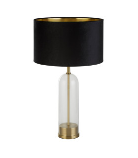 Oxford Table Lamp Glass Brass Black Velvet Shade_Off
