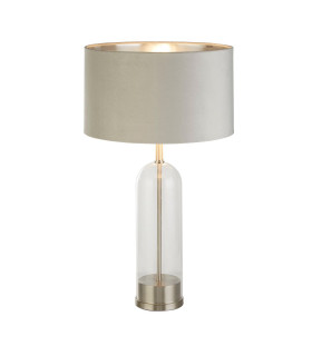 Oxford Table Lamp Glass Satin Nickel Grey Velvet Shade_Main