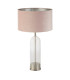 Oxford Table Lamp Glass Satin Nickel Pink Velvet Shade_Off