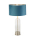 Oxford Table Lamp Glass Satin Nickel Teal Velvet Shade_Main