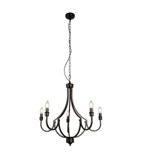 Lodge 5 Light Pendant Black Metal_Main