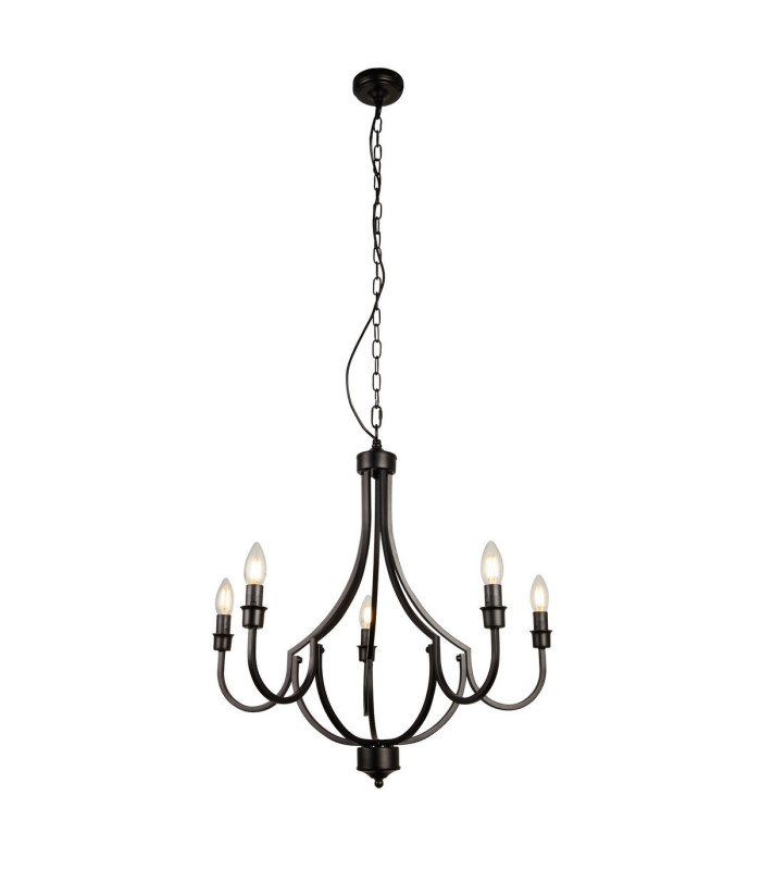Lodge 5 Light Pendant Black Metal_Main