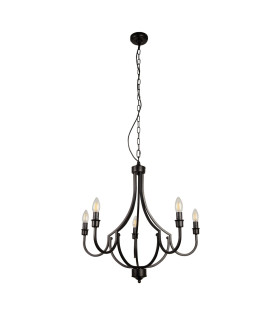 Lodge 5 Light Pendant Black Metal_Off