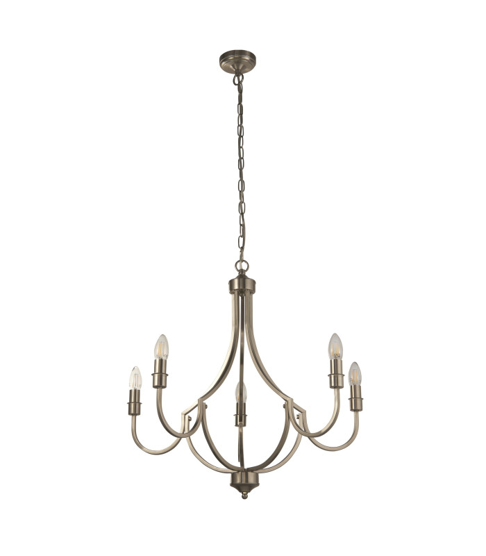 Lodge 5 Light Pendant Satin Silver Metal_Main