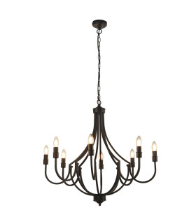 Lodge 8 Light Pendant Black Metal_Main