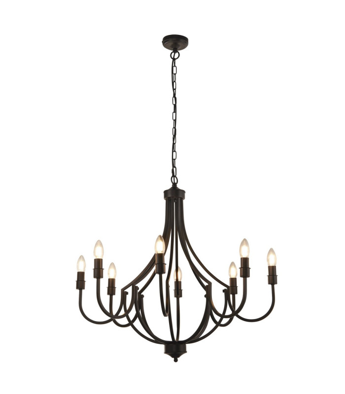 Lodge 8 Light Pendant Black Metal_Main