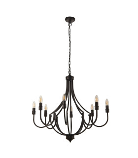 Lodge 8 Light Pendant Black Metal_Off