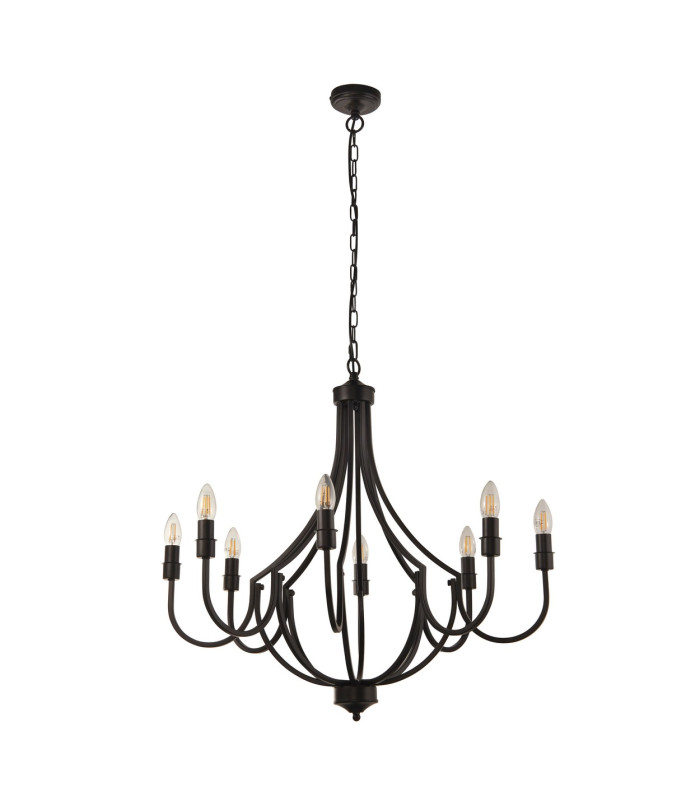 Lodge 8 Light Pendant Black Metal_Off