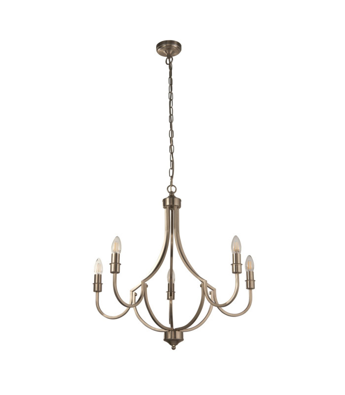 Lodge 5 Light Pendant Satin Silver Metal_Off