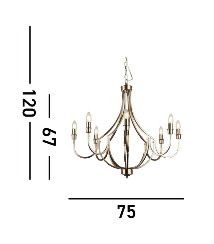 Lodge 8 Light Pendant Satin Silver Metal_Line