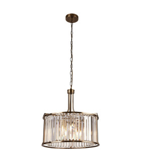Victoria 5 Light Pendant Antique Brass Clear Crystal_Main