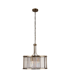 Victoria 5 Light Pendant Antique Brass Clear Crystal_Off