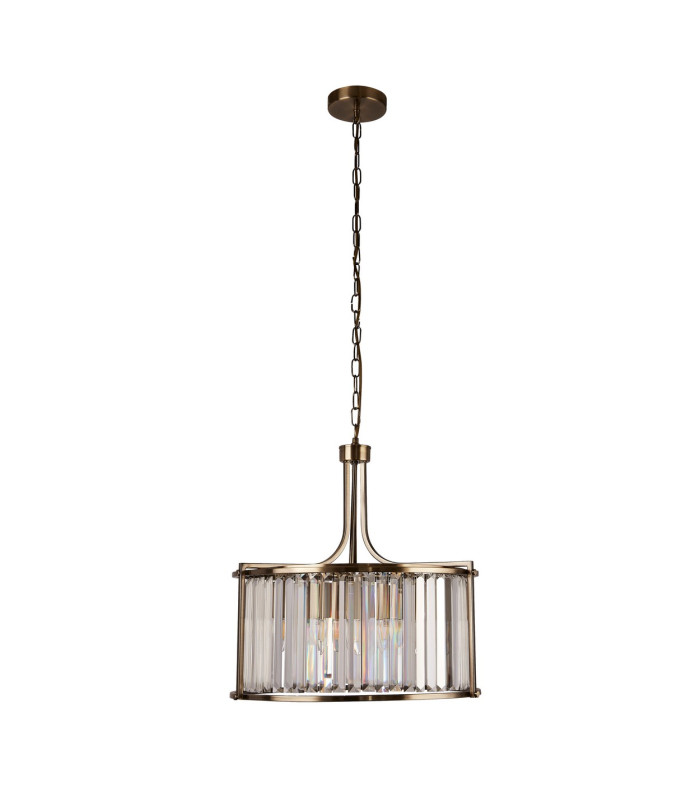 Victoria 5 Light Pendant Antique Brass Clear Crystal_Off