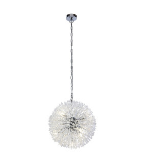 Sunburst 7 Light Pendant Chrome Glass Beads_Main