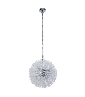 Sunburst 7 Light Pendant Chrome Glass Beads_Off