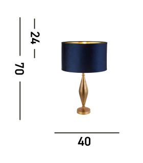 Rye Table Lamp Antique Brass Navy Velvet Shade_Line