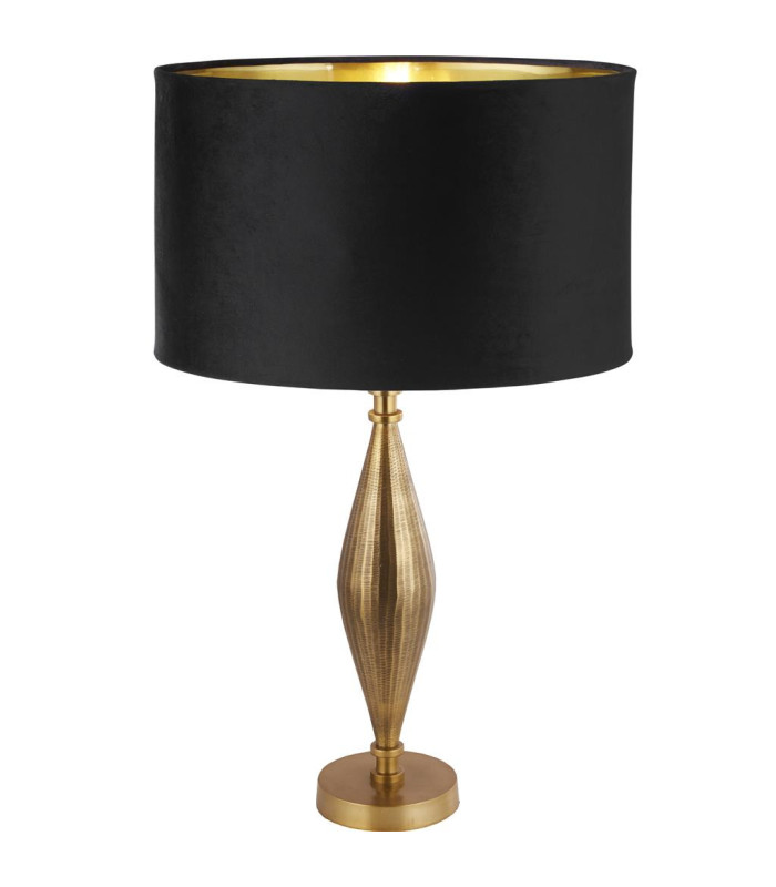 Rye Table Lamp Antique Brass Black Velvet Shade_Main