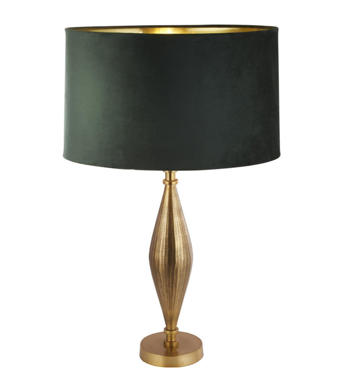 Rye Table Lamp Antique Brass Green Velvet Shade_Main