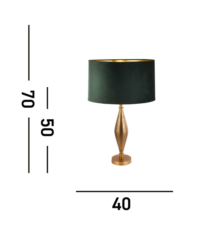 Rye Table Lamp Antique Brass Green Velvet Shade_Line
