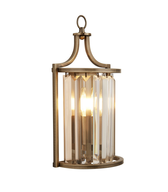 Victoria Wall Light Antique Brass Clear Crystal_Main
