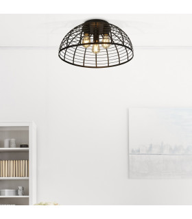 Vision Cage 3 Light Flush Matt Black Metal_Room