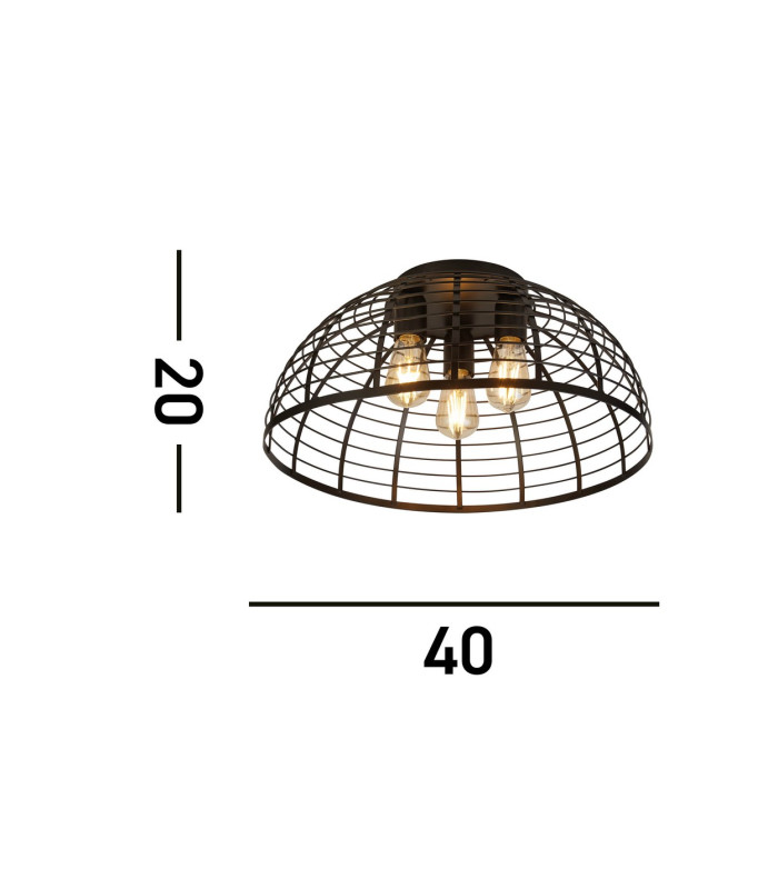 Vision Cage 3 Light Flush Matt Black Metal_Line