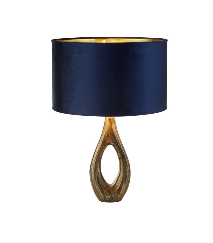 Bucklow Table Lamp Antique Brass Navy Velvet Shade_Main