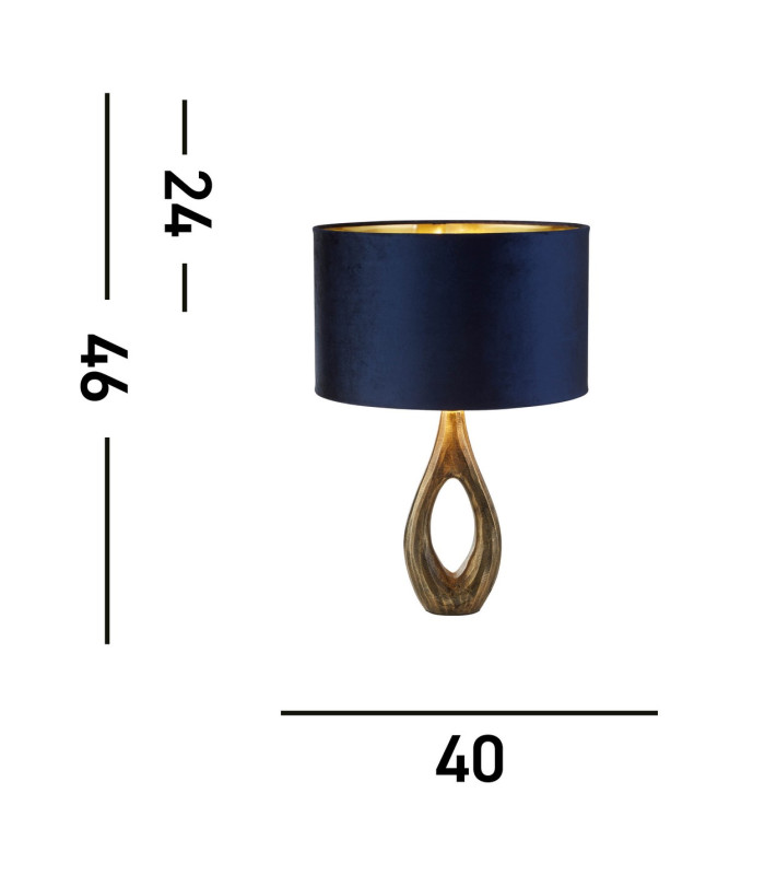 Bucklow Table Lamp Antique Brass Navy Velvet Shade_Line