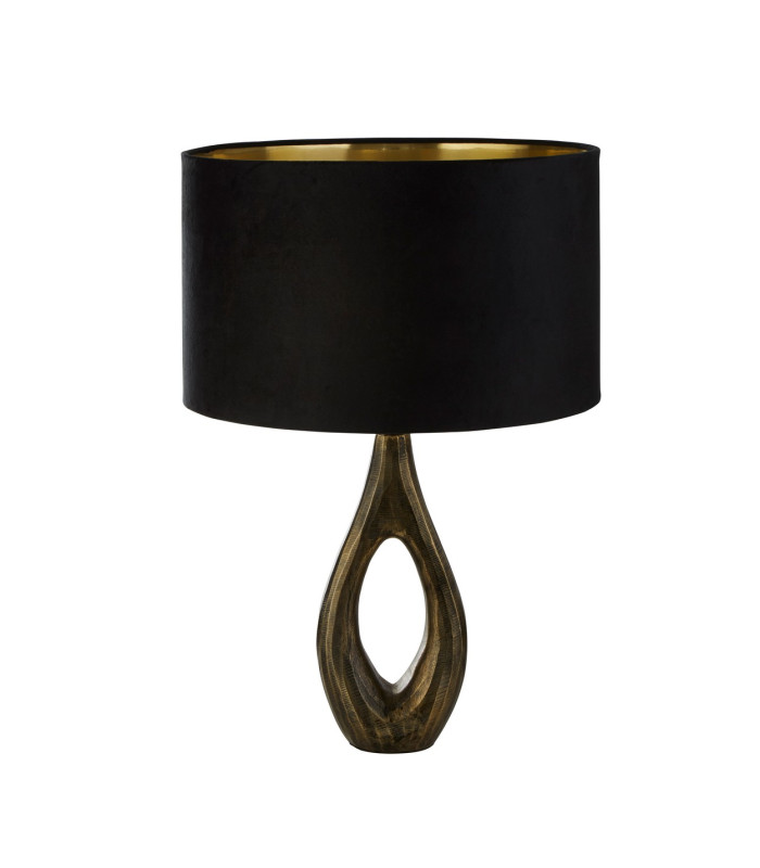 Bucklow Table Lamp Antique Brass Black Velvet Shade_Off