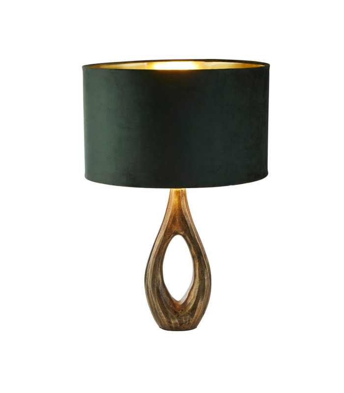 Bucklow Table Lamp Antique Brass Green Velvet Shade_Main
