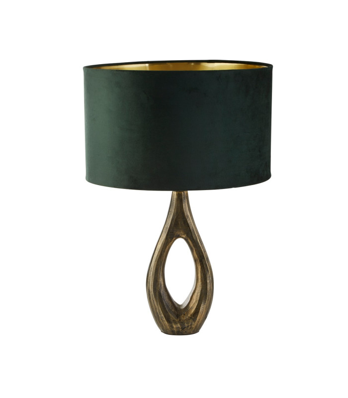 Bucklow Table Lamp Antique Brass Green Velvet Shade_Off