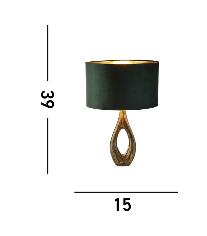 Bucklow Table Lamp Antique Brass Green Velvet Shade_Line