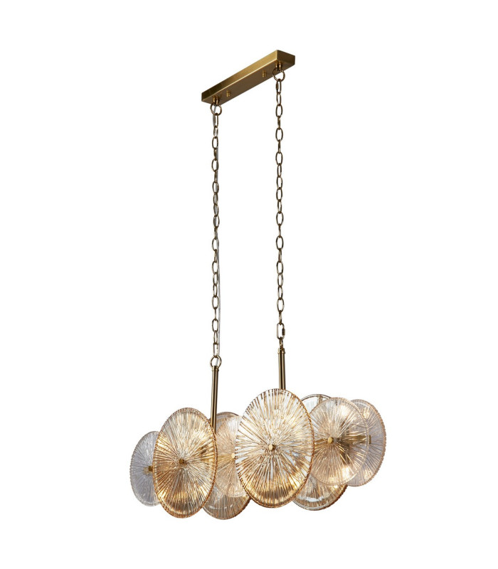 Wagon Wheel 10 Light Bar Pendant Bronze MetalClear/Amber Glass_Main